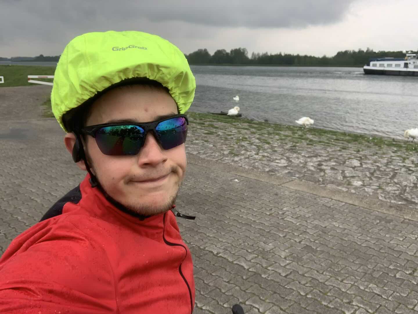 rene bergenroth in front of a lake with his bike